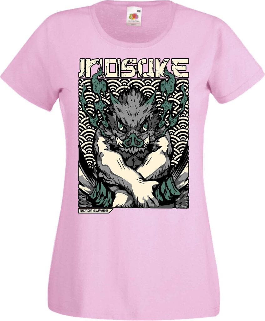 Damen T-Shirt Manga Anime Demon Anime Slayer Hashibira Inosuke Two Sowrds Slayer, Lady XL / Hellrosa