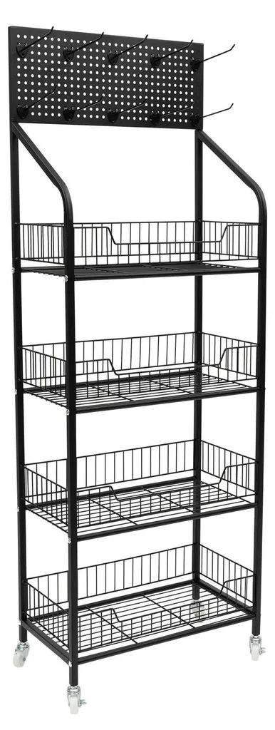Présentoir de sol mobile pour stockage modulable 4 niveaux couleur lavande