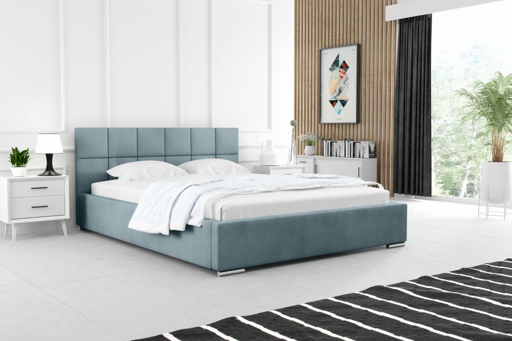 Modernes Polsterbett 120x200 RUBINA - blau