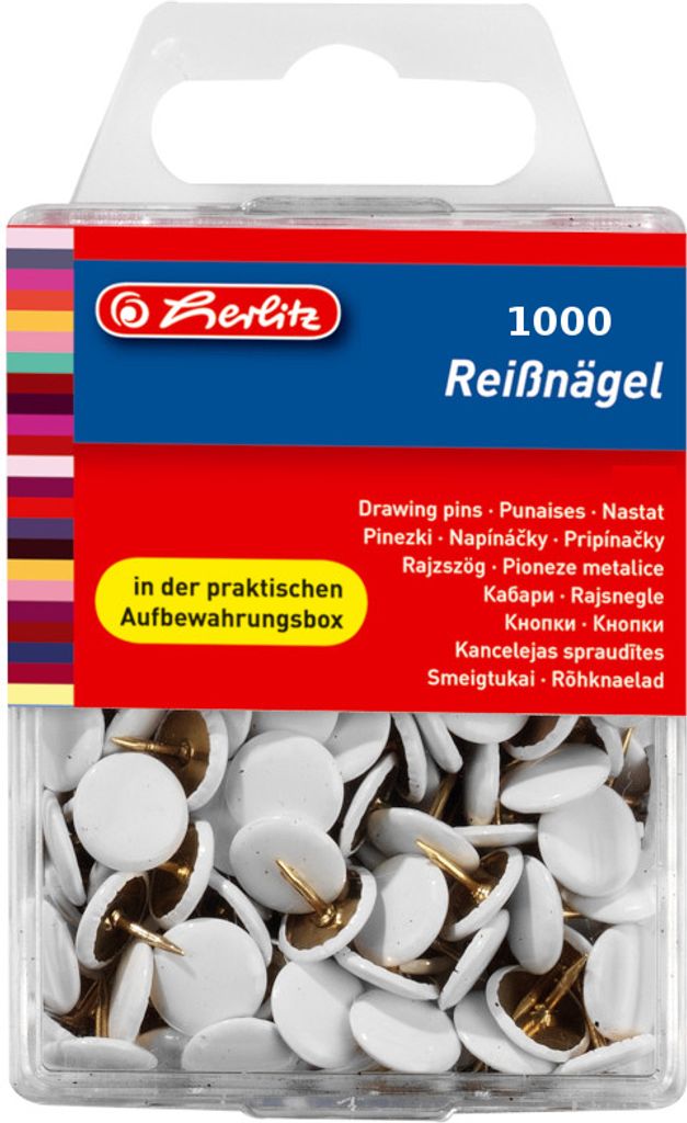 1000 Herlitz Reißnägel / Reißzwecken / Heftzwecken / weiß
