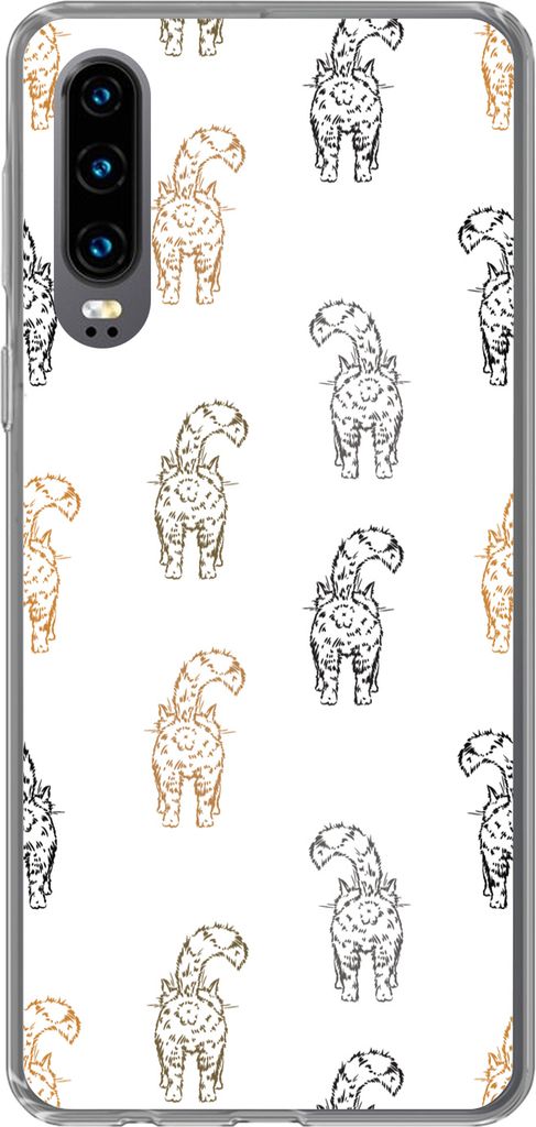 MuchoWow Handyhülle Schutzhülle Hülle für Telefoonhoesje Huawei P30 Muster - Kätzchen - Katze - Pastell - Mädchen - Kinder - Kind Silikon S...