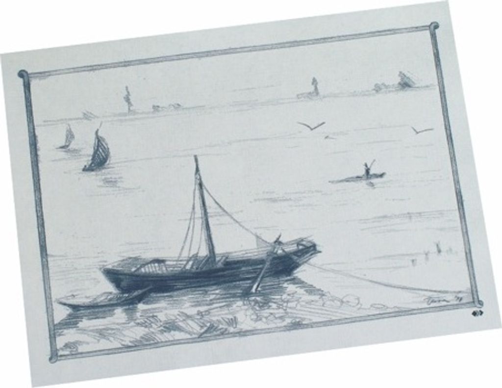 Papstar Tischsets, Papier 30 cm x 40 cm weiß "Ruderboot", Produktbild 