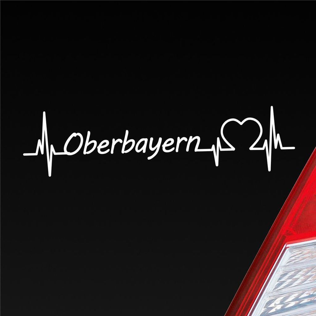 Auto Aufkleber Oberbayern Puls Herzschlag mit Ferien Region Motiv 19x4 cm Weiss Matt Sticker Heckscheibenaufkleber