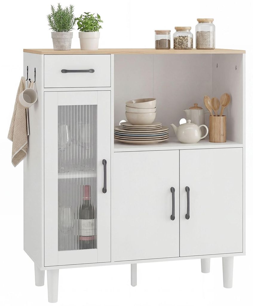 Credenza da cucina HOMCOM con cassetto, 2 ante, ripiano Immagine del prodotto 