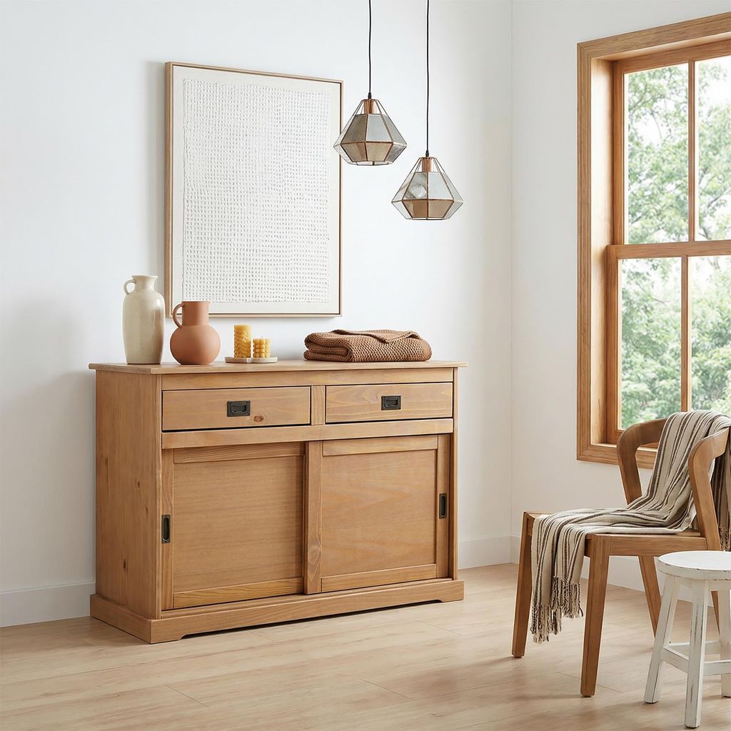 Kommode SAVONA, Sideboard mit 2 Türen 2 Schubladen, Kiefer Produktbild 