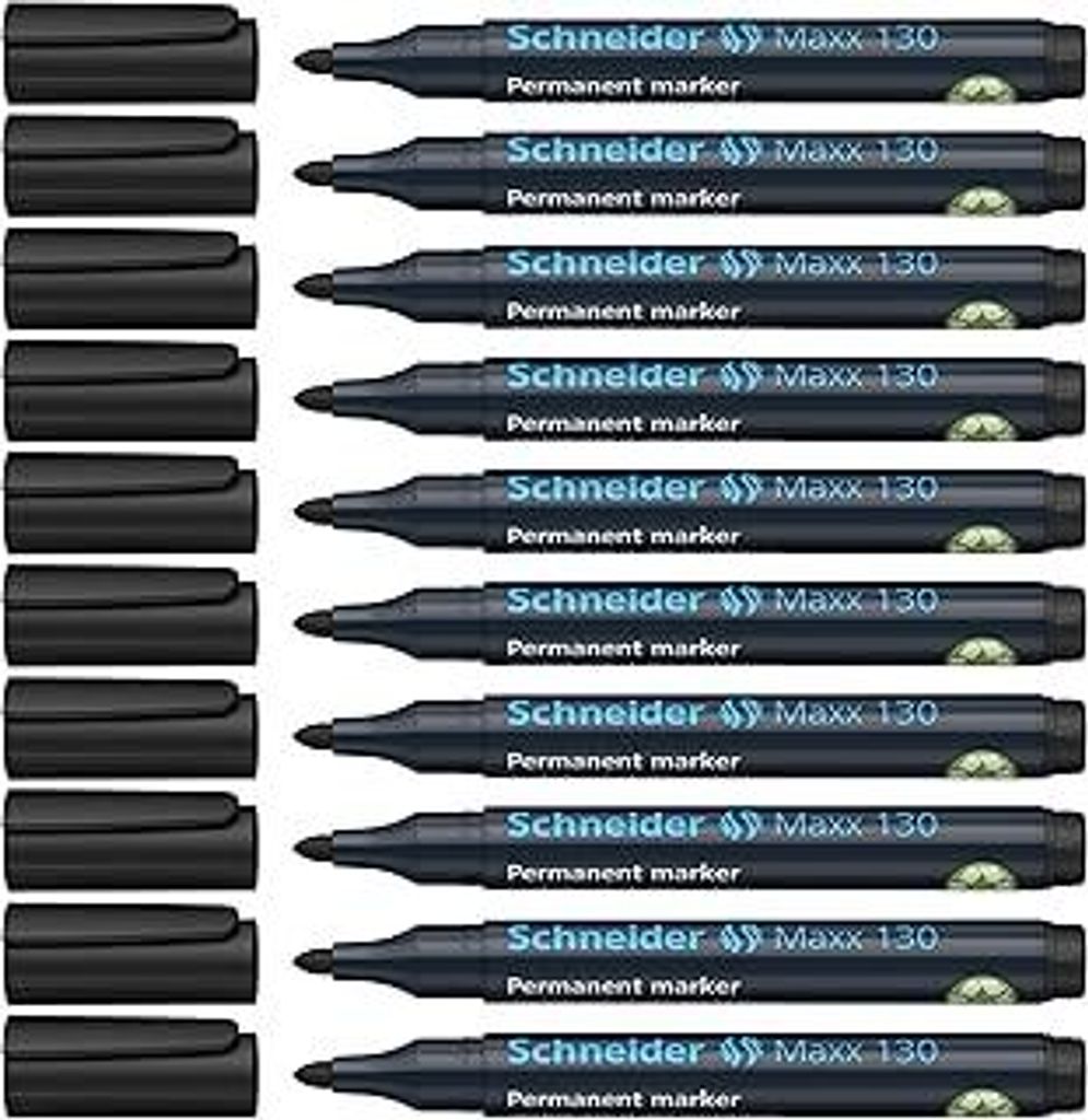 Schneider Maxx 130 Permanent-Marker mit Rundspitze (Strichstärke: 1-3 mm, nachfüllbar) 10er Packung schwarz