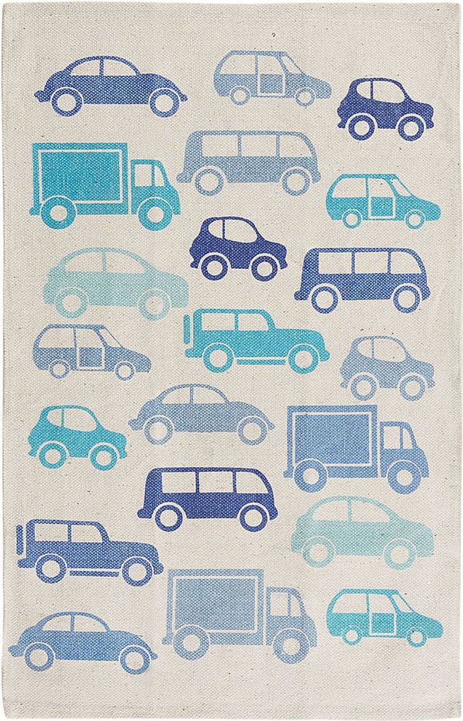 BELIANI Teppich Blau Baumwolle 60 x 90 cm Fahrzeugmotiv Kinderteppich Kinderzimmer