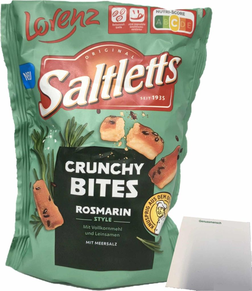 Lorenz Saltletts Crunchy Bites Rosmarin Style (100g Packung) + usy Block