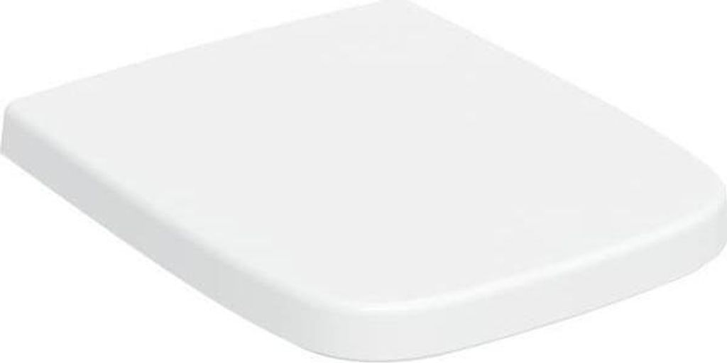 A white toilet seat lid is shown from a slightly elevated diagonal angle.