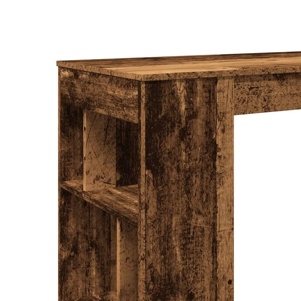 Tavolo Alto da Bar vidaXL con Scaffali 102 cm Legno Anticato - 7