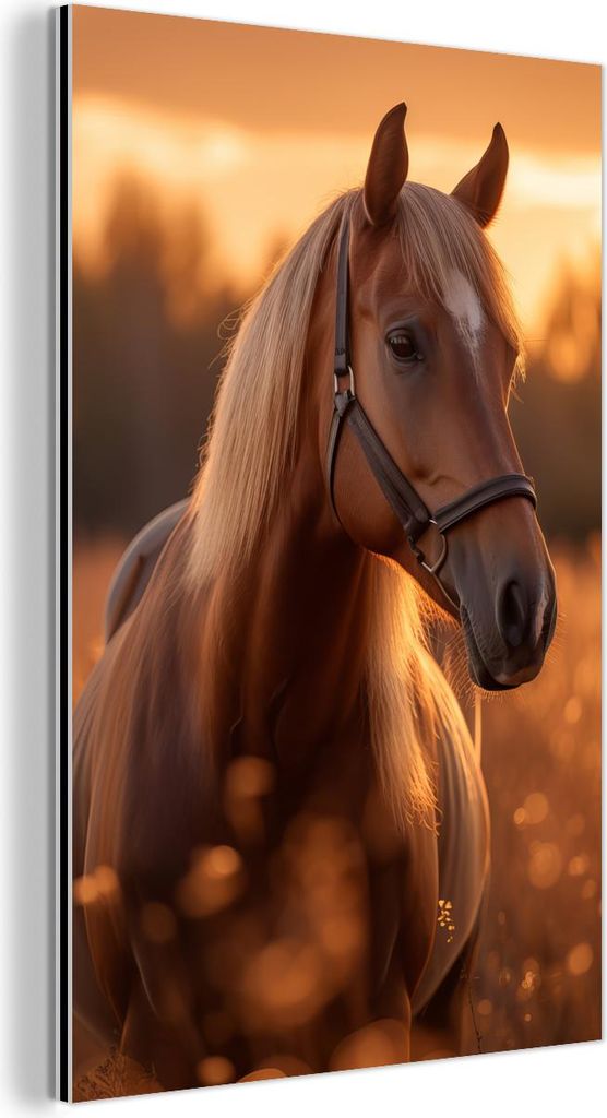 MuchoWow Wanddekoration Metall Metallbild Wandkunst 40x60 cm Pferd - Natur - Tier - Braun - Tierporträt MuchoWow Aluminium Gemälde - Wanddekorati...