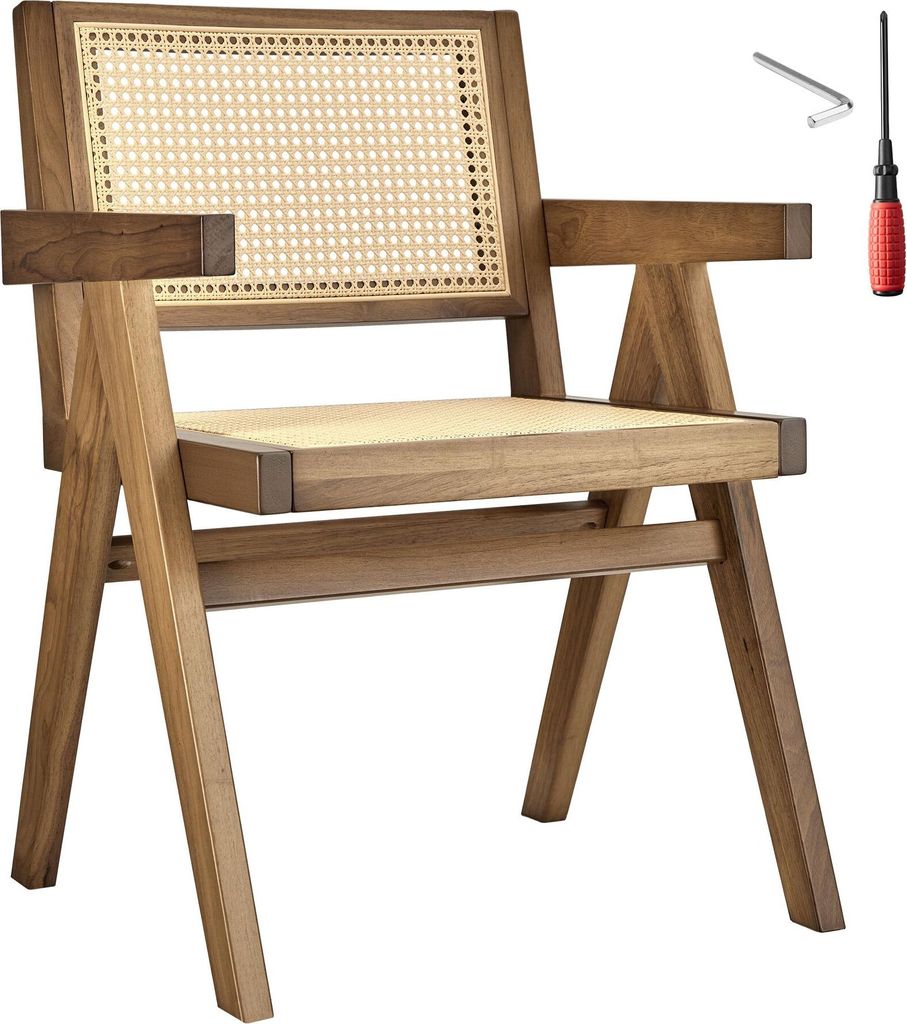tectake® Armlehnstuhl Lissy Boho-Stil 59 x 56,5 x 82,5 cm, Produktbild 