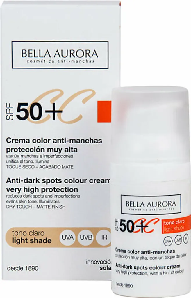 Soin Anti-Taches CC Cream Bella Aurora Haute Protection Teinte Claire