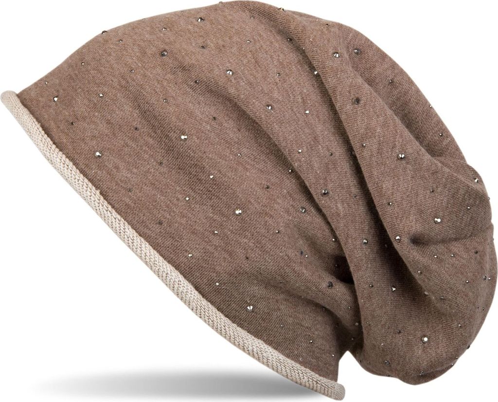styleBREAKER Damen Beanie Mütze mit Strass-Nieten Applikation und Rollrand, warm 04024024