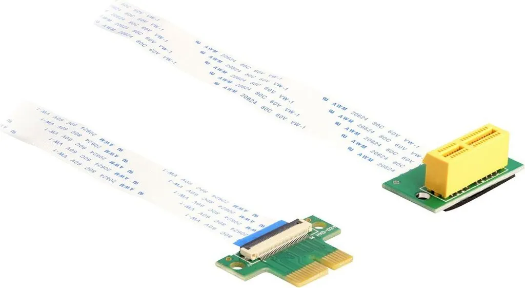 Riser PCIe x1 vers Slot x1 Delock avec câble plat FPC ultra souple