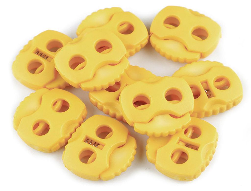 10 Stück Kordelstopper mit zwei Löchern gelb