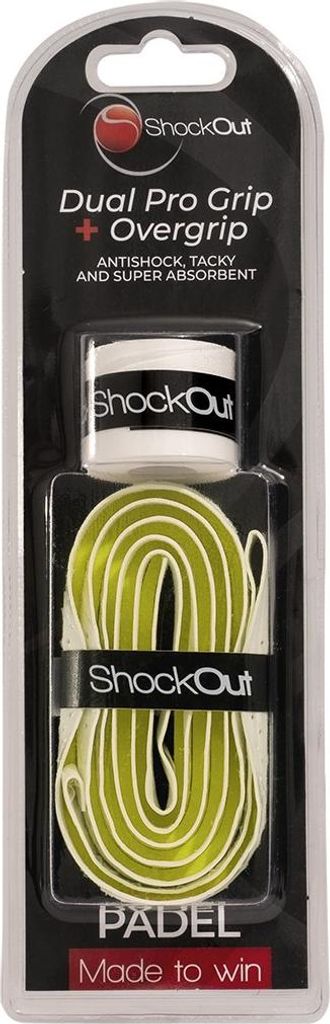 Dual Pro Grip + Overgrip Shockout Blanco/Amarillo ÚNICA