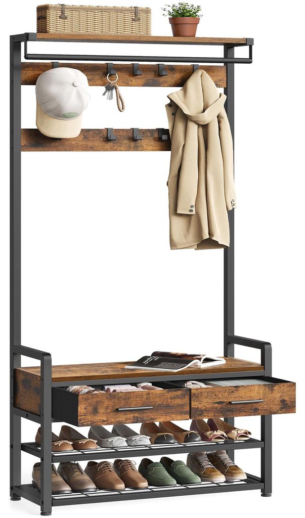 VASAGLE Garderobenständer, Garderobe mit Schuhbank Produktbild 