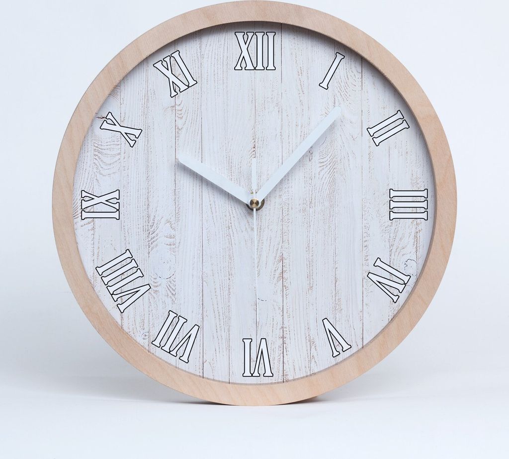Holzuhr 20fi cm wanduhr - weiße Spitzen - Holzuntergrund