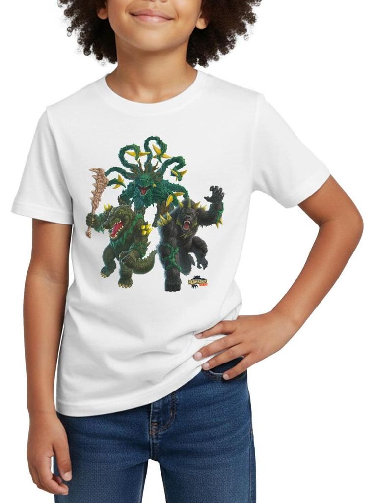 Spreadshirt Schleich ELDRADOR CREATURES Dschungel-Monster Kinder T-Shirt, 110/116 (5-6 Jahre), Weiß