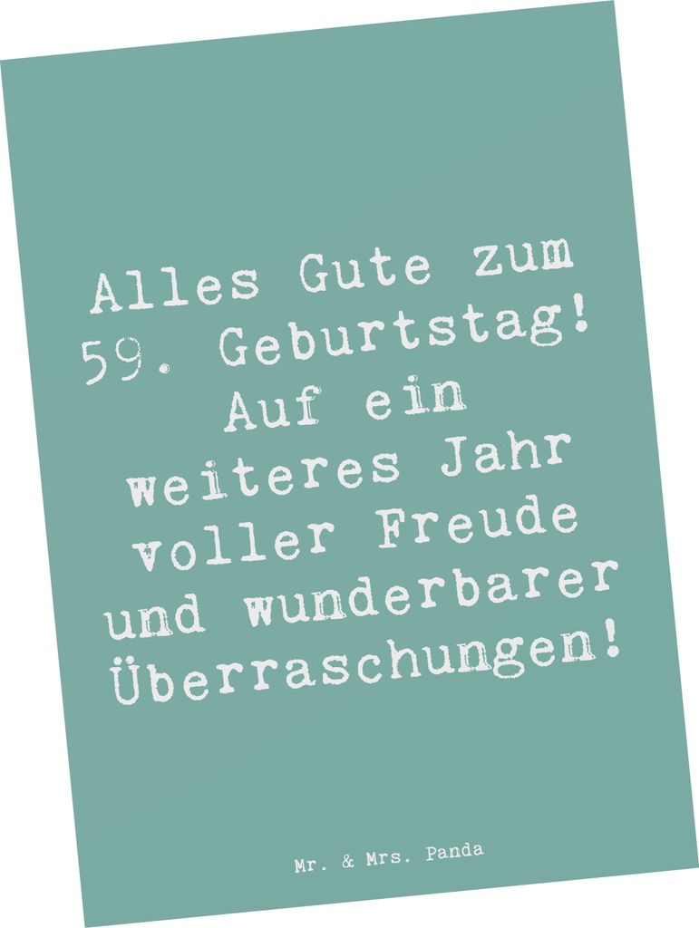 Mr. & Mrs. Panda Postkarte Spruch 59. Geburtstag - Meeresbrise - Geschenk, Alles gut zum, 59 Jahre, Postkarten, Happy Birthday, besonderer Tag, Jub...