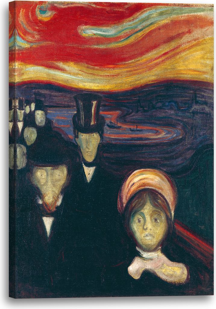 Leinwandbild (60x80cm): Edward Munch - Angst (1894), echter Holz-Keilrahmen inkl. Aufhänger, handgefertigt in Deutschland