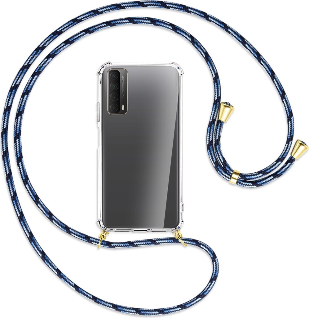 Handykette Backcover-Schutzhülle mit Band (Metall goldfarben) für Huawei P smart 2021 - camouflage