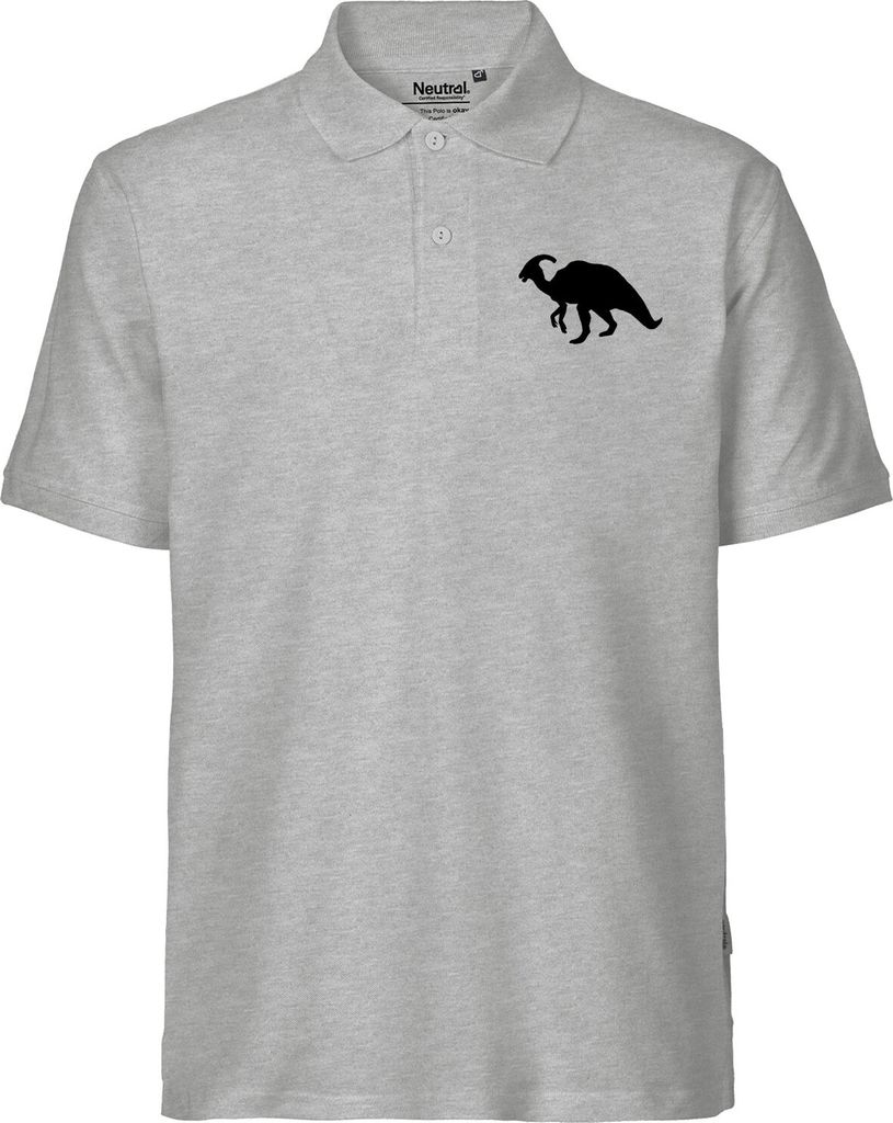 Huuraa Männer Poloshirt Parasaurolophus Dinosaurier Geschenk Größe L Sport Grey Bio Baumwolle Fairtrade Parasaurolophus Mode