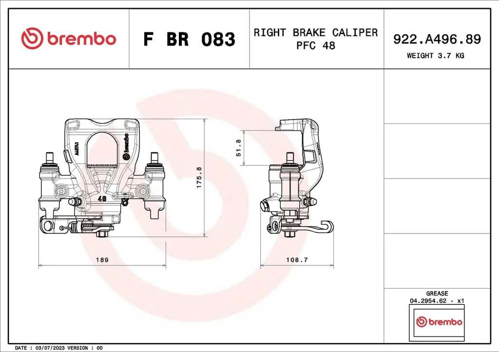 Étrier de frein Brembo F BR 083 pour Movano B - OE 4400100Q0K Qualité