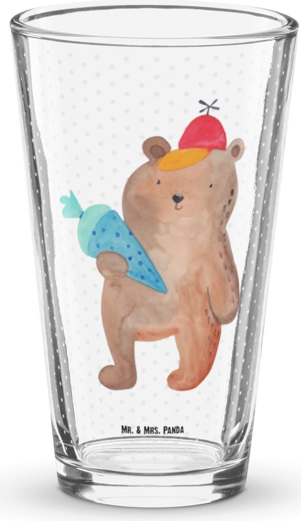 Mr. & Mrs. Panda Longdrinkglas Bär Schultüte - Transparent - Geschenk, Teddy, Erster Schultag, Grundschule, Glas, Wasserglas, Trinkglas, Cocktail...