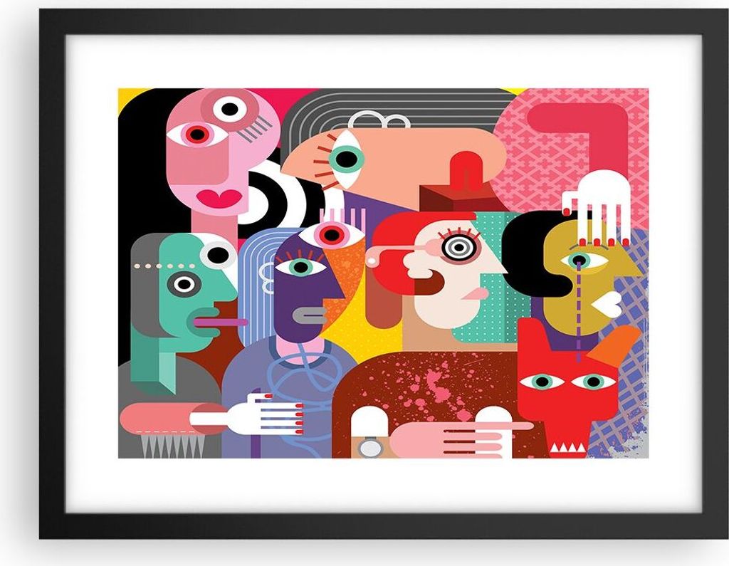 Gerahmtes Poster - Schwarzer Rahmen - Abstraktion modern - 40x30 cm - Wand Bild - Wanddeko - Wandbilder - Kunstposter - Wandposter - Bilderrahmen -...