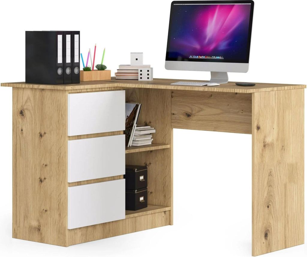 Scrivania Angolare B16 CLP SINISTRA OAK ARTISAN BIANCO con Immagine del prodotto 