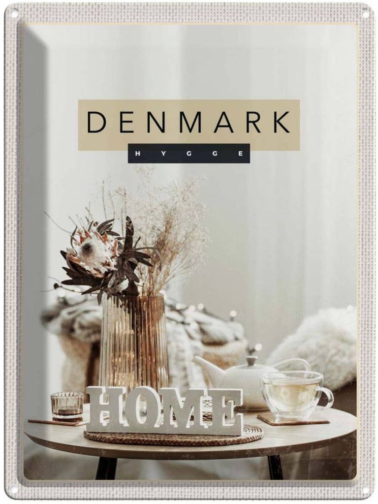 vianmo Blechschild 40x30 cm Dänemark Wohnungseinrichtung weiß Bildmotiv Reisemotiv Abenteuer Reisen Europa Urlaub