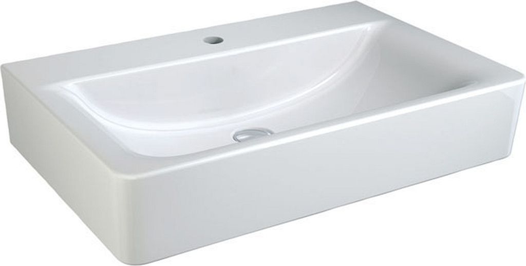 Ideal Standard Waschtisch CUBE CONNECT Hahnloch mittig durchgestochen, ohne Überlauf 600 mm weiß