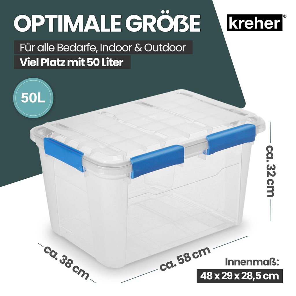 Kreher® Aufbewahrungsbox 50 L mit Deckel