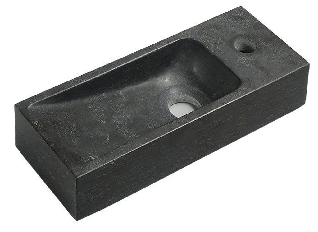 Lavabo Étroit en Pierre Anthracite 38cm : Gain de Place et Style Chic