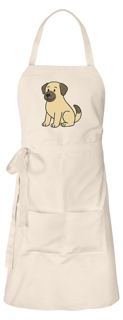 Huuraa Schürze Kangal Comic Kangi Natur mit Taschen Baumwolle Kochschürze Geschenkidee
