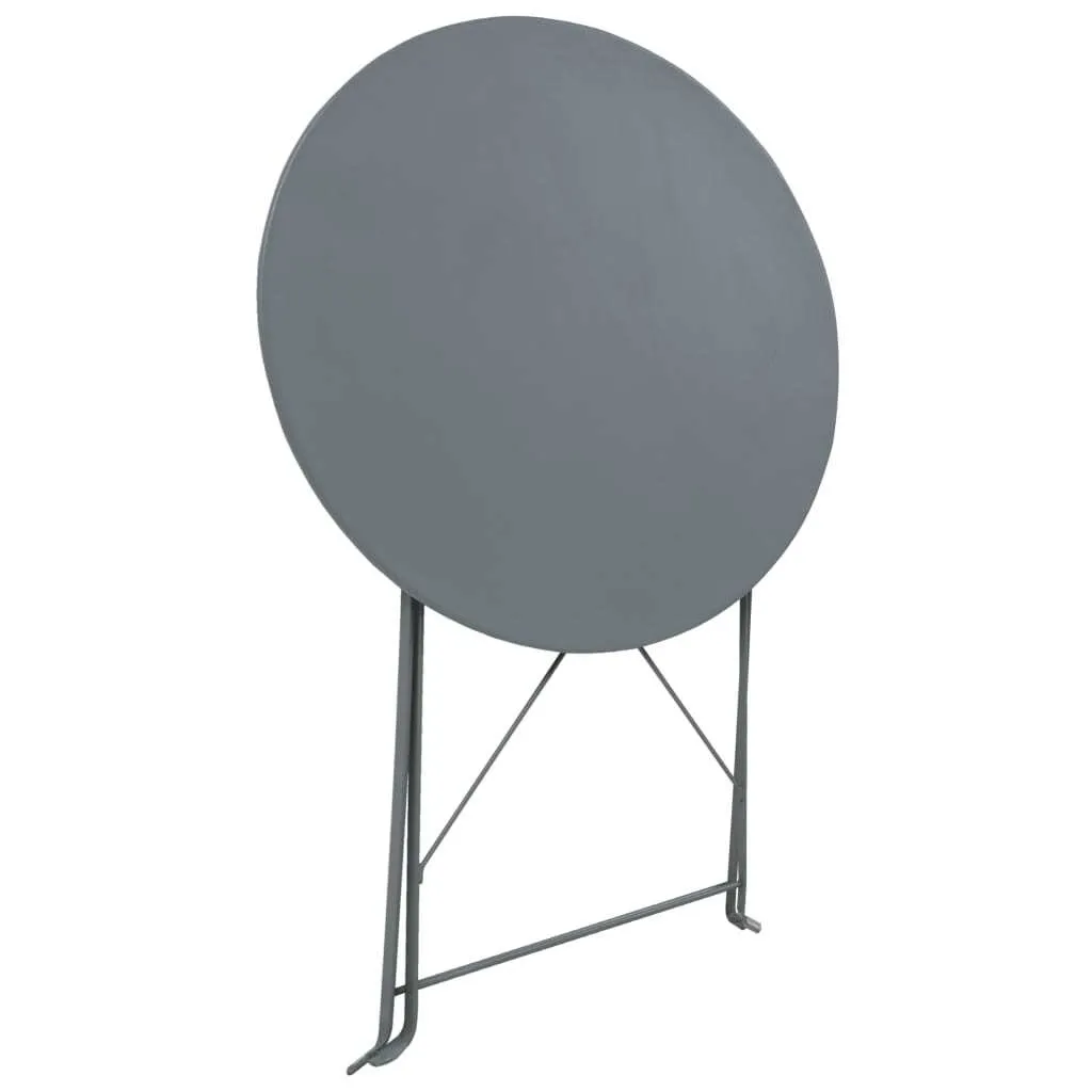 Set Balcone 3 Pezzi Acciaio Grigio: Tavolo e Sedie Salvaspazio Design
