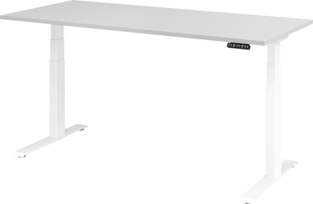 bümö Schreibtisch elektrisch XDKB - Nachbildung: Grau, Größe: 180 x 80 cm, Gestell: Weiß
