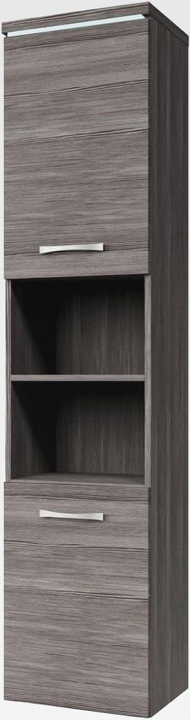Badplaats Badezimmerschrank Paso 35 x 35 x 160 cm Grau Eiche - Hoch Badschrank Mit 2 Türen