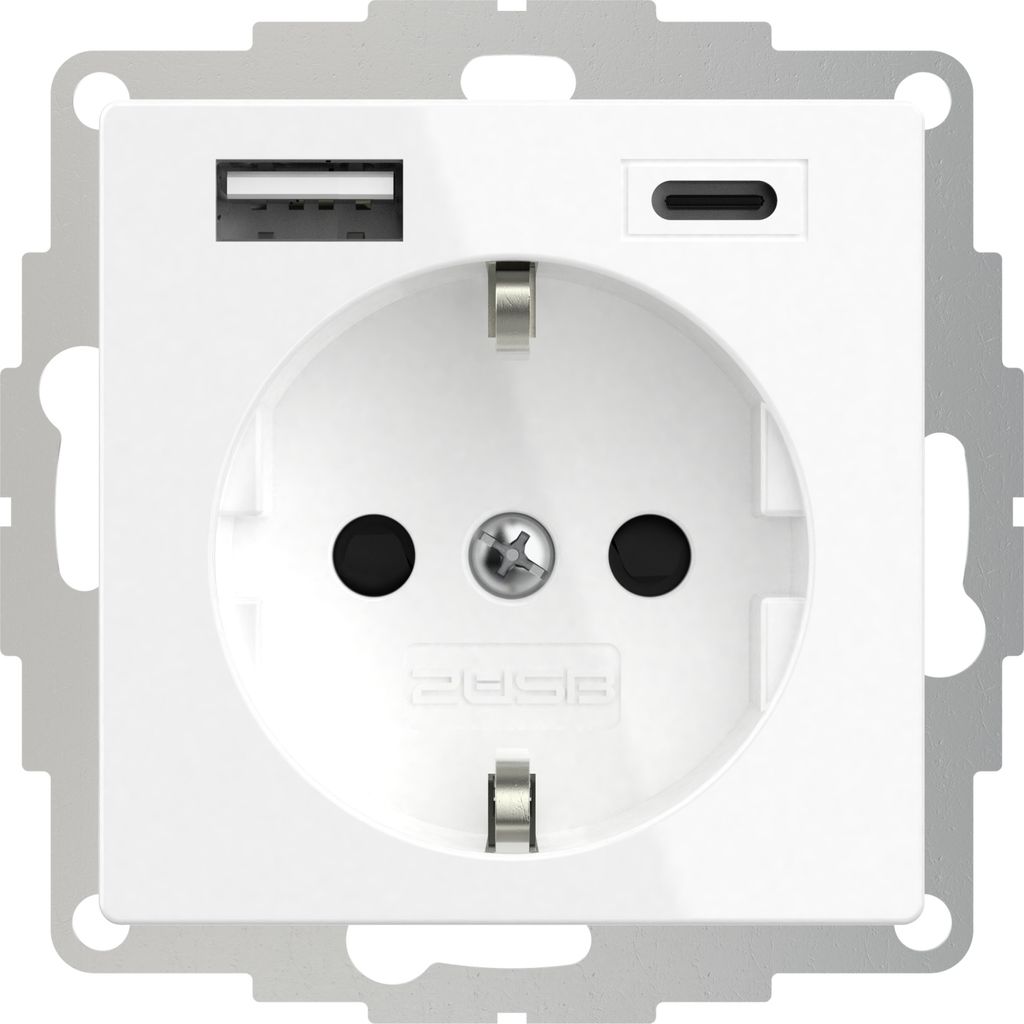 2USB Schutzkontakt-Steckdose mit USB-Ladeausgang - 1-fach (Modell: 2U-449511)