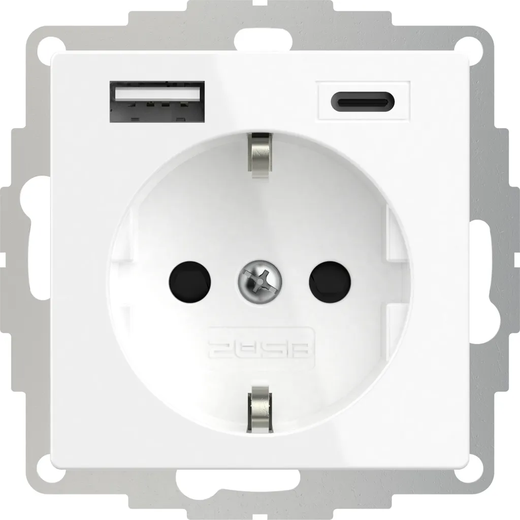 Prise inCharge PRO 55 USB A/C 55x55 mm encastrée blanc pur brillant