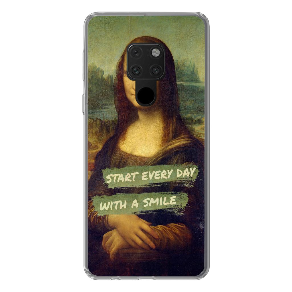 MuchoWow Handyhülle Schutzhülle Hülle für Huawei P40 Lite Mona Lisa - Zitat - Da Vinci Silikon Softcase Handy Hülle - Handy