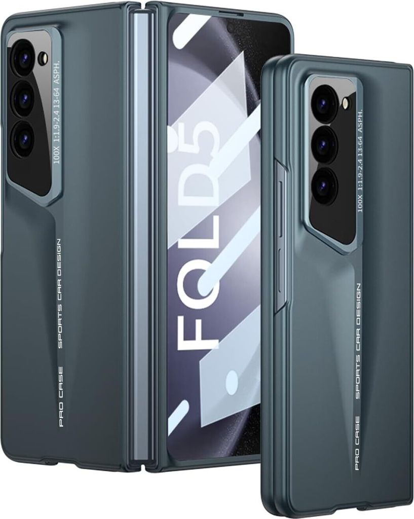 Hundyhülle für Samsung Galaxy Z Fold 5, Eingebautem Bildschirmschutz, Ultradünne Hartes Matt PC Kratzfest Schutzhülle Grün
