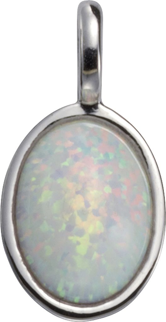 F Anhänger 925/- Sterling Silber 1,5cm weiß imit. Opal weiß Produktbild 