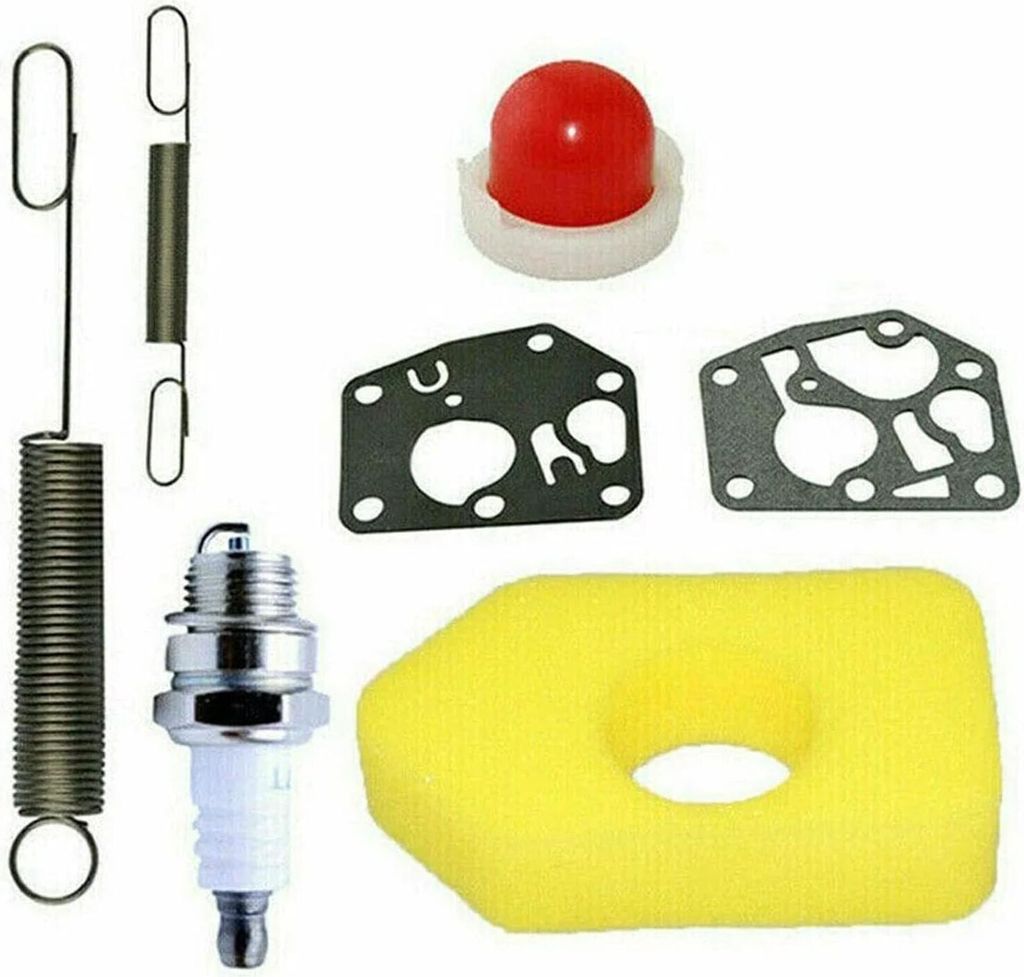 7 Stücke Rasenmäher-Ersatzteile, L7T Zündkerzen, Reglerfedern 692211 691859, 698369 Schaumstoff Luftfilter, Kompatibel mit Briggs & Stratton 421...