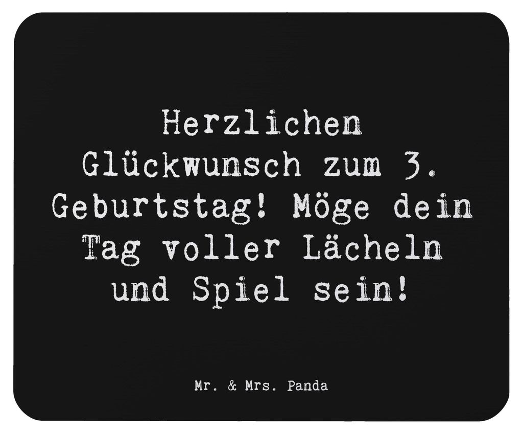 Mr. & Mrs. Panda Mouse Pad Spruch 3. Geburtstag Lächeln und Spiel - Schwarz - Geschenk, besonderer Meilenstein, Kindergeburtstag, Mousepad, Happy ...