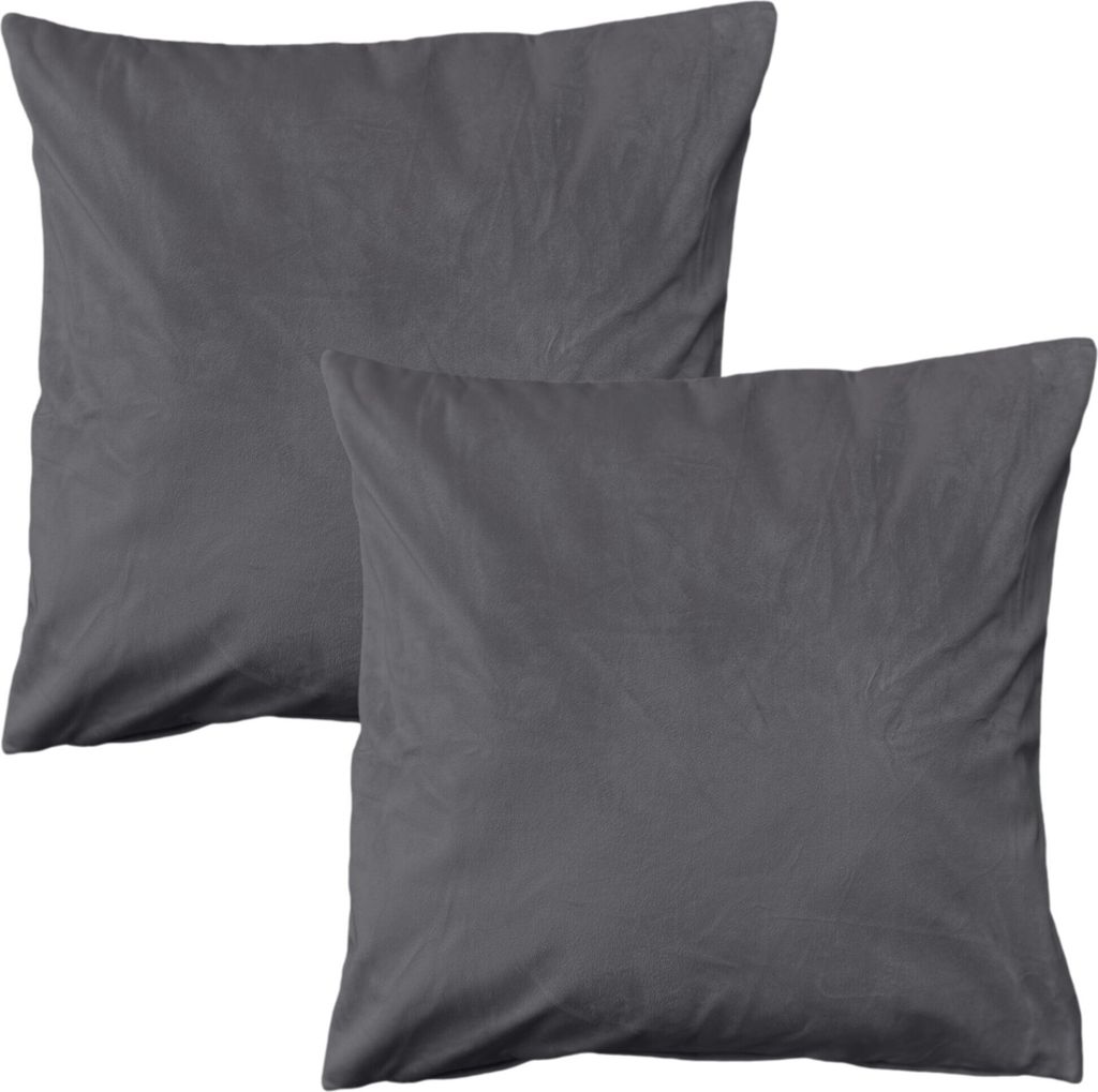 Doppelpack Kissenhüllen 50cm x 50cm Samt Kissenbezug Kissenbezüge Sofakissen Hülle Dekokissen Bezüge Wohnzimmer 2 Stück Anthrazit