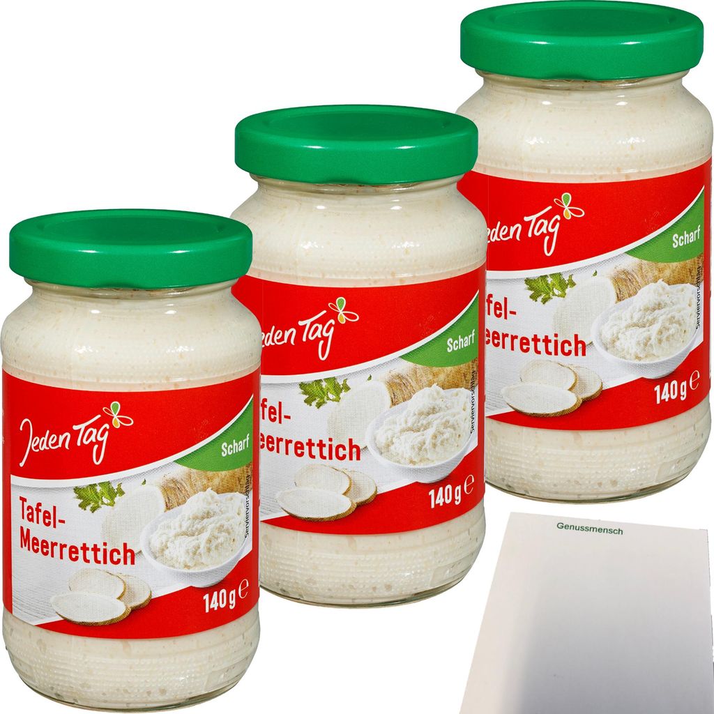 Jeden Tag Tafelmeerrettich 3er Pack (3x140g Glas) + usy Block
