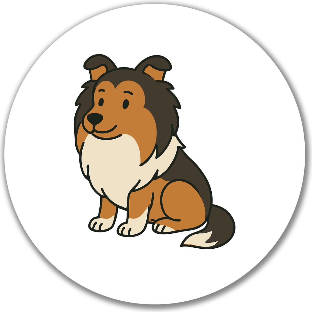 Huuraa Aufkleber Shetland Sheepdog Comic Sheltie 10cm rund Sticker Geschenkidee